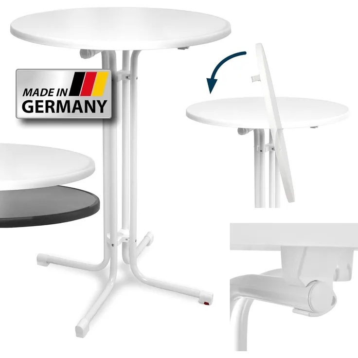 Beautissu Stehtisch Sylt Weiß, 70cm ∅