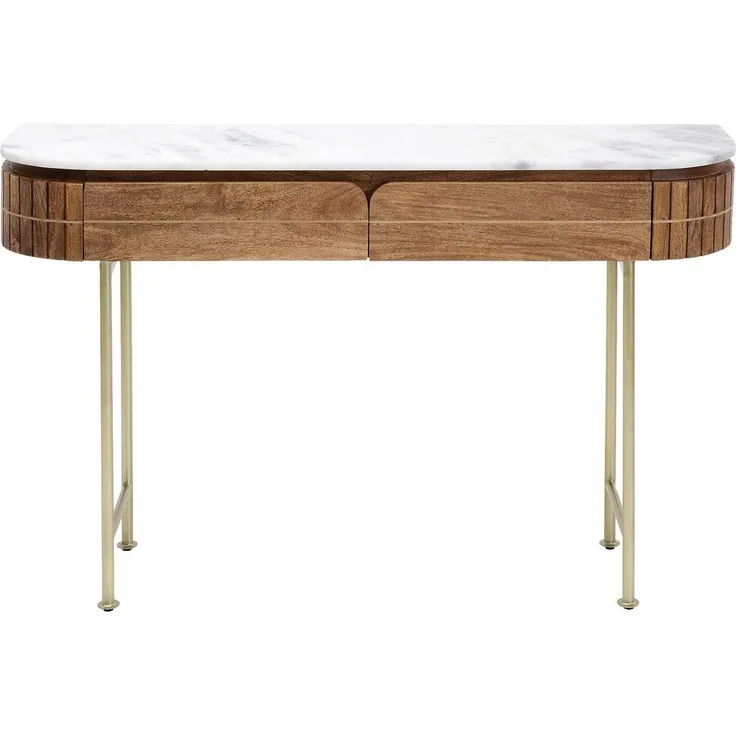 Kare Design Konsole Grace, Braun, Konsolentisch, Mangoholz, Marmor Deckplatte, Stahl, Wohnzimmer, Schlafzimmer, Flur, 77 x 101 x 31 cm
