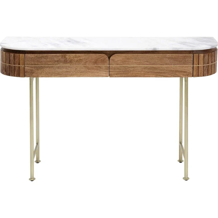 Kare Design Konsole Grace, Braun, Konsolentisch, Mangoholz, Marmor Deckplatte, Stahl, Wohnzimmer, Schlafzimmer, Flur, 77 x 101 x 31 cm