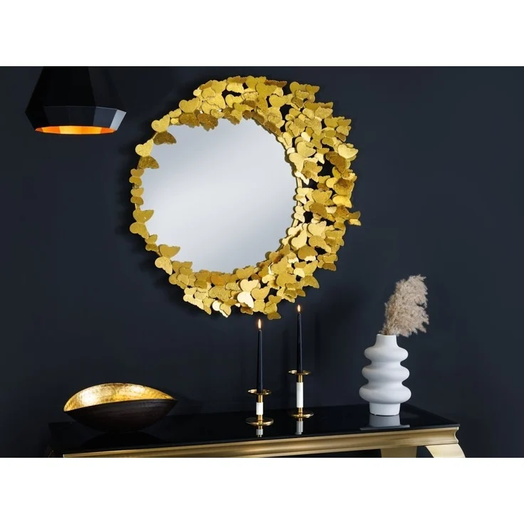 riess-ambiente Wandspiegel BUTTERFLY 80cm gold (Einzelartikel, 1-St), Wohnzimmer · Metall · rund · Dekoration · mir Rahmen – Bild 2