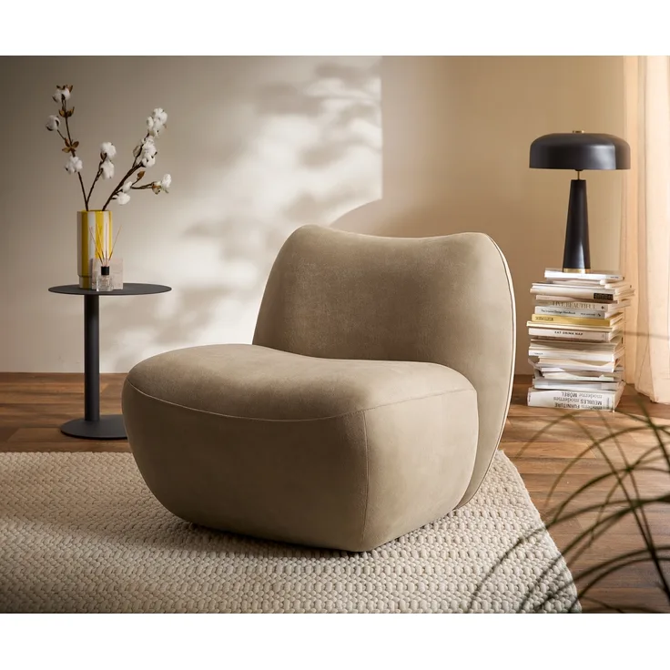 Loungesessel Zena 75x85 cm Mikrofaser Beige Vintage