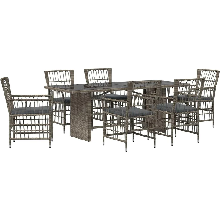 vidaXL Outdoor-Essgruppe 7 stk. Grau Poly-Rattan 3448950 – Bild 1