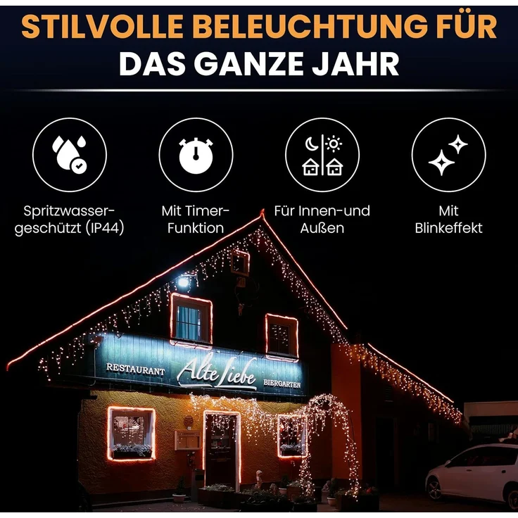 Gartenpirat LED-Lichterkette Eisregen mit Flashing-Effekt Weihnachtsdeko für außen mit Timer – Bild 2