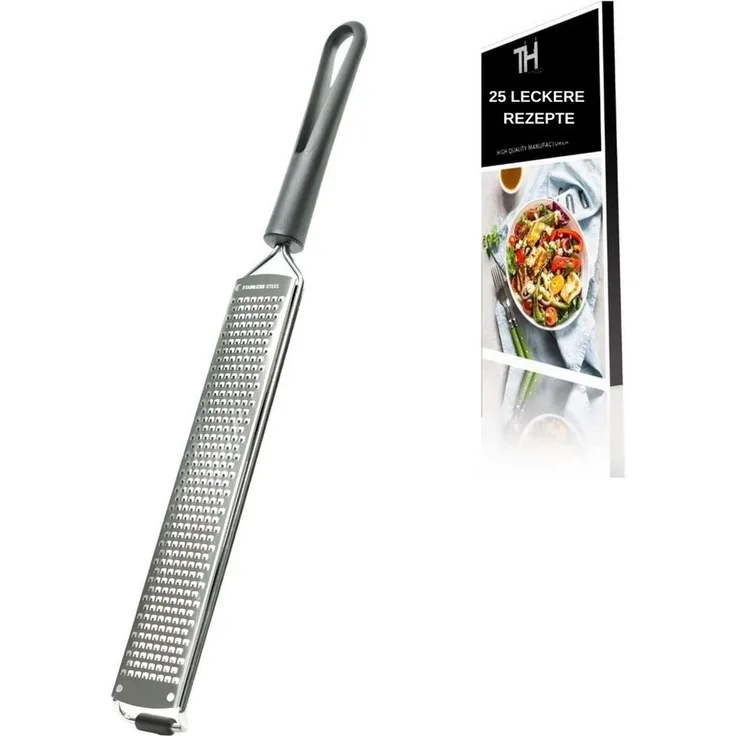 Thiru Multireibe Premium mit Edelstahl Klingen und rutschfestem Fuß inkl. Schutzelement, Fein, Messerscharfe Klingen, inklusive Schutzelemt und Rezeptbuch