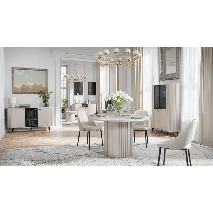 designimpex Esstisch Design Esstisch Tisch Roma DO-8 rund Esszimmer 120 x 75 cm – Bild 2