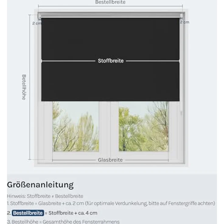 WOLTU Verdunkelungsrollo, nur zur Schraubmontag Thermo Verdunkelungsrollo mit Kette, Sichtschutz für Türen und Fenster, 140x160 cm [Stoffbreite: 136 cm], Schwarz – Bild 8