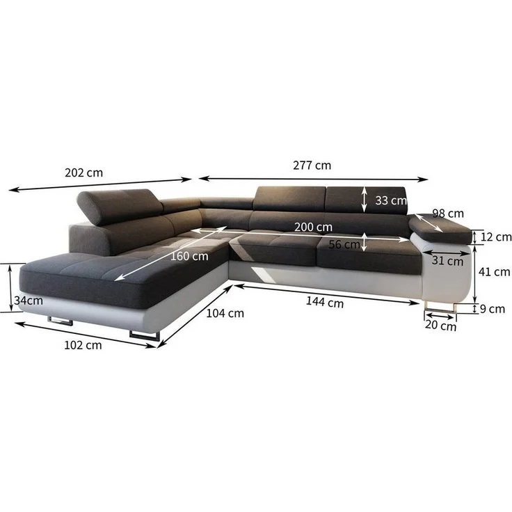 Masseno Ecksofa SELVA mit Schlaffunktion L-Form, Sofa mit Bettkasten – Bild 2