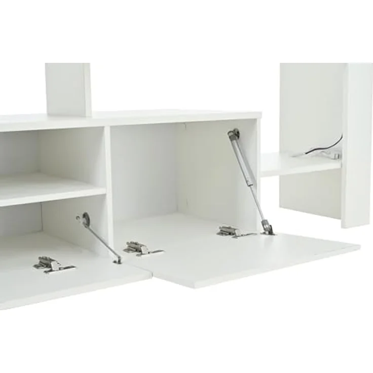 Ball & Cast TV Schrank (192×37×53cm) mit 3 Schränke, Fernseher Tisch Geeignet für Fernseher Um 85 Zoll, Bequeme Montage, Weiß – Bild 8