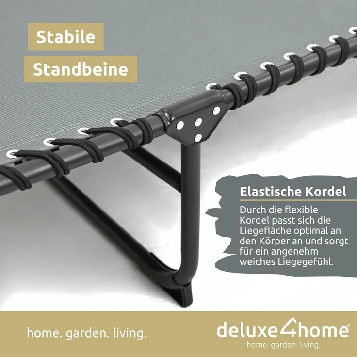 deluxe4home Gartenliege Sonnenliege 5-stufig Verstellbar I Liegestuhl Anthrazit Campingliege, Verstellbar – Bild 7