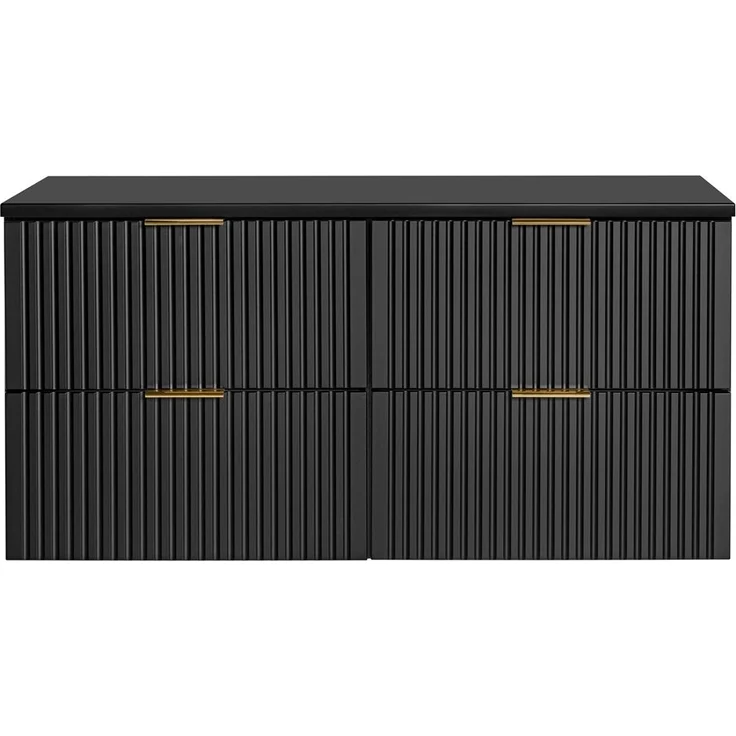 Waschtischunterschrank 120cm ADELAIDE-56-BLACK in matt schwarz mit gerillter Front, B/H/T 120,6/59,2/46,5 cm – Bild 6