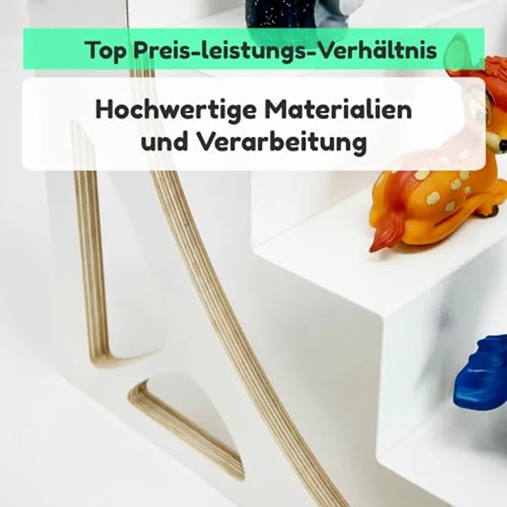 stadtecken® Magnetisches Regal für Musikbox-Figuren – Passend für Kallax und mehr | Optional mit Platz für Toniebox | Geeignet für ca. 50 Figuren | Weiß (BoxPlus) – Bild 8