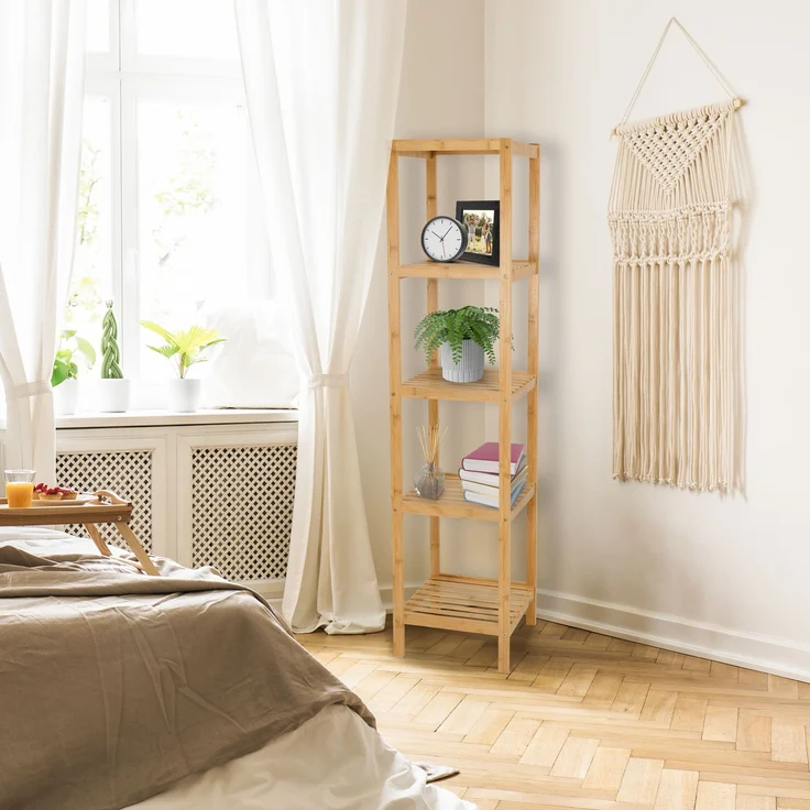 Brixy Badezimmerregal - Badezimmerschrank - 5-lagig - 141x33x33cm - Badezimmerschrank - Bambus – Bild 6