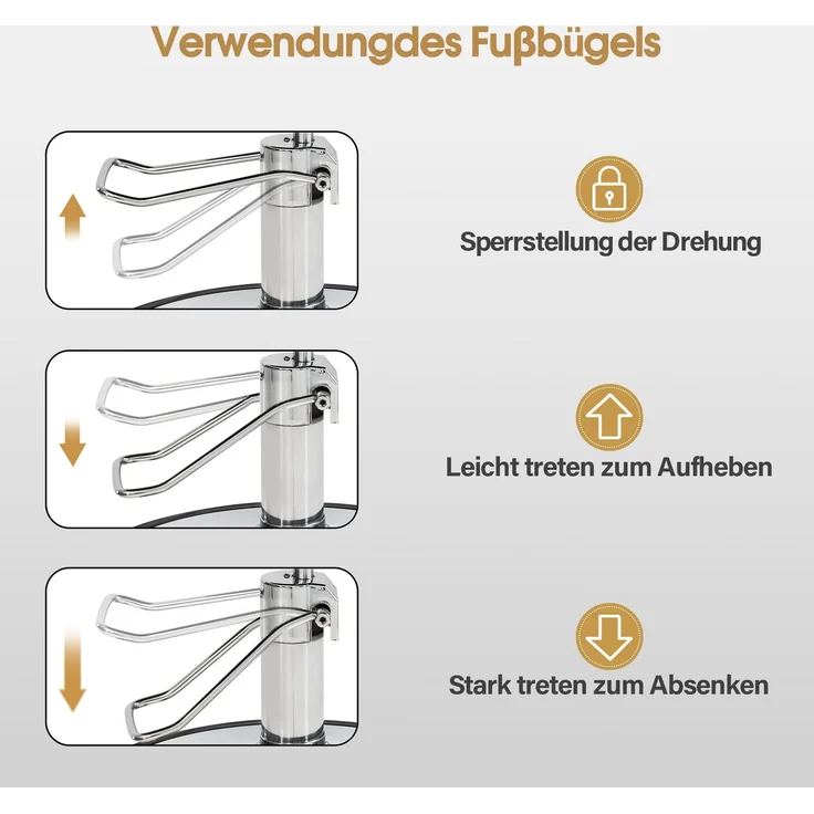 BarberPub Friseurstuhl, Friseursessel, Friseureinrichtung mit Hydraulikpumpe 360° Drehbar, Bedienungsstuhl Höhenverstellbar, Barber Stuhl Friseurstühle Kunstleder, 2043 (Schwarz) – Bild 6