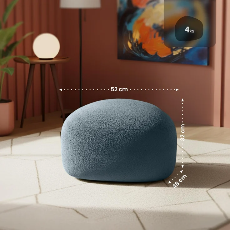 CLP Sitzhocker Alfrisa mit Teddystoff oval Fußhocker stabiles Holzgestell,dunkelgrau – Bild 2