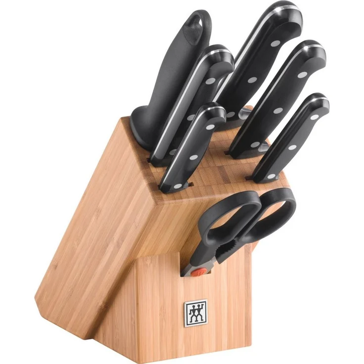 Zwilling Messerblock TWIN Chef 2 (8tlg), Messerblock mit 5 Messern + 1 Schere + 1 Wetzstahl, Bambus – Bild 1