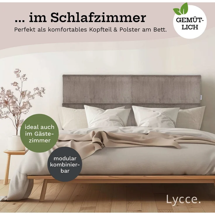 Lycce Kopfstütze Wandkissen Cord - Wandpolster Kopfteil Betten & Rückenkissen Sitzbank, (1 St) – Bild 7