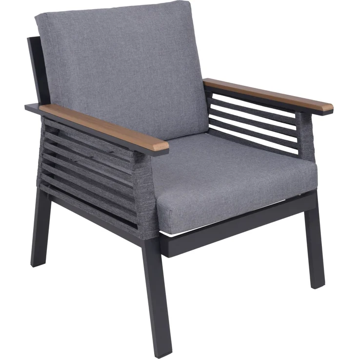 DENIA Lounge-Gruppe: Luxus-Outdoor-Set mit grauen Kissen und Tisch – Bild 3
