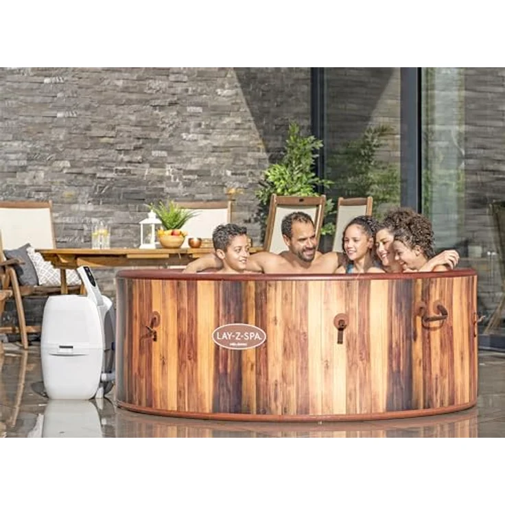 Bestway® LAY-Z-SPA® Whirlpool Helsinki AirJet Plus™ für 7 Personen, Ø 180x66 cm, Holz-Optik (Pinie) – Bild 8