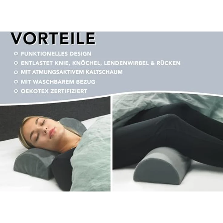 XDREAM Halbrolle ergonomisches Nackenkissen halbrund, Lagerungskissen, Funktionskissen, 1-tlg, wirkt stützend und entlastend, super weicher Mikroplüsch-Bezug – Bild 3