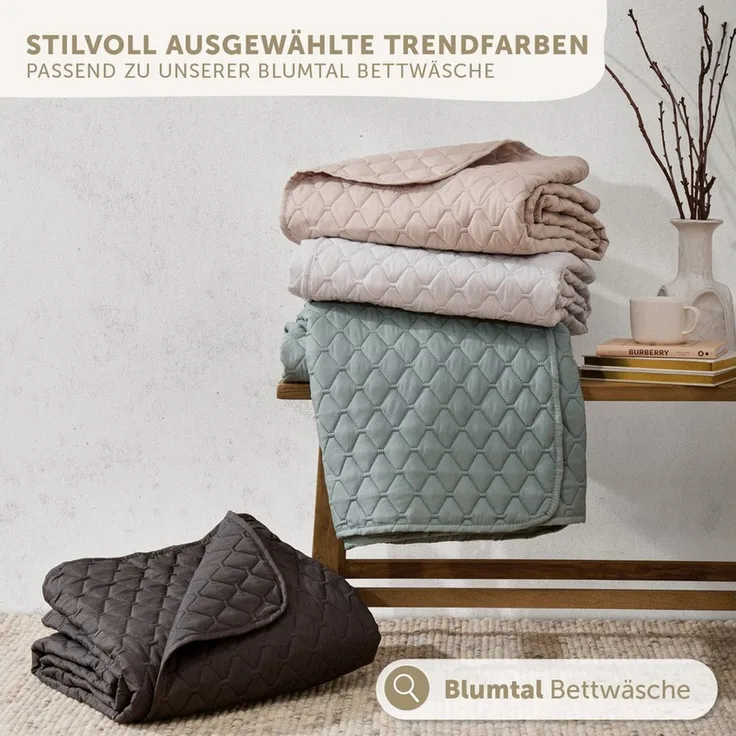 Blumtal Tagesdecke Tagesdecke Oeko-TEX zertifizierter Bettüberwurf als Tagesdecke, in drei Größen verfügbar
