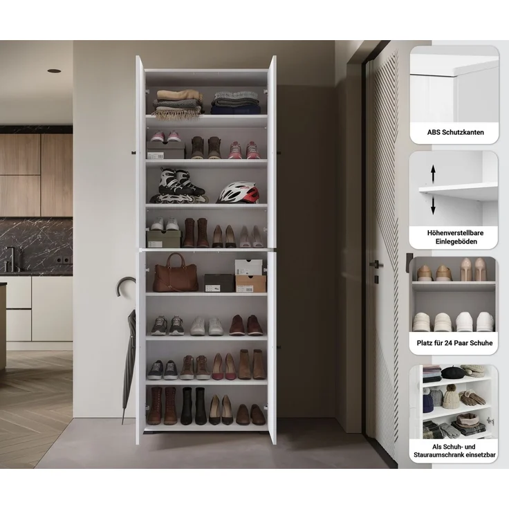 Home affaire Schuhschrank Schuhkommode Dino Flurschrank mit verstellbaren Einlegeböden, BxHxT: 70 × 190 × 33 cm – Bild 2