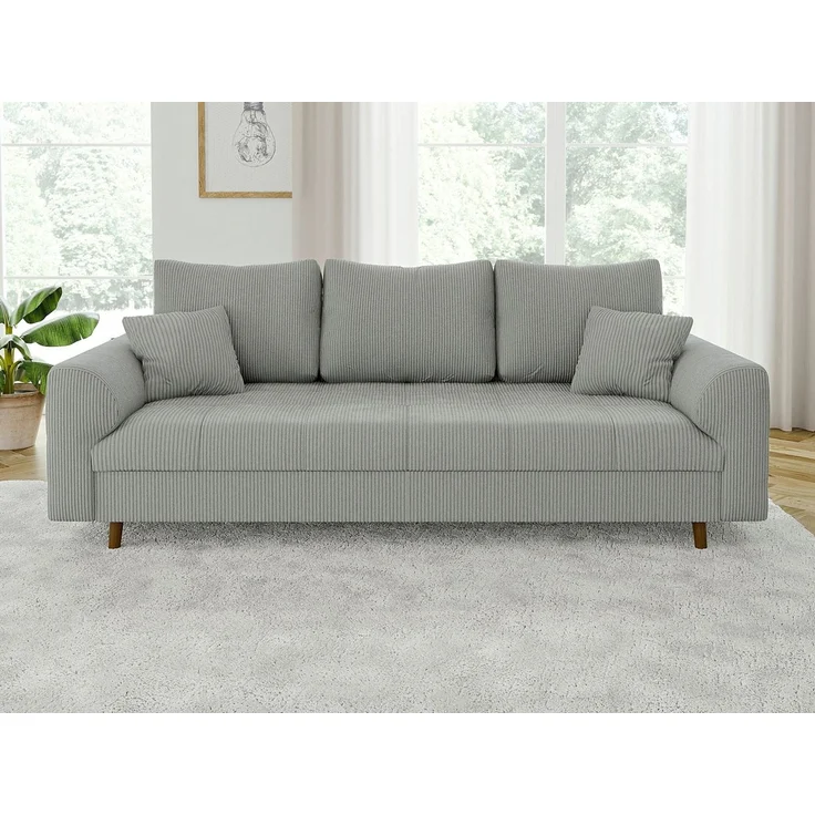 S-Style Möbel 3-Sitzer Sofa Zara mit Holzfüßen im skandinavischen Stil aus Cord-Stoff, mit Wellenfederung – Bild 3