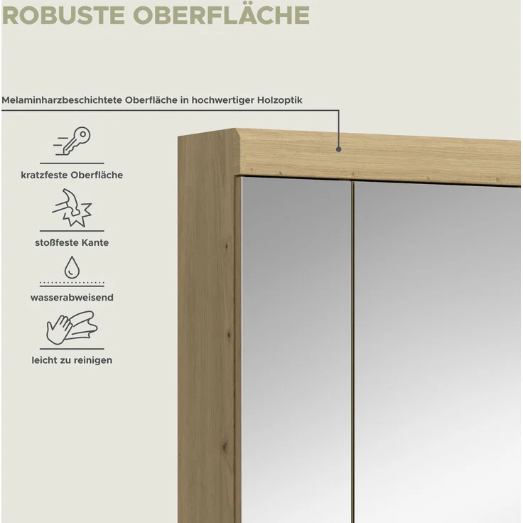 Xonox 'Scout' Spiegelschrank (B/H/T: 60x79x18 cm) in Salbei und Artisan Eiche Nachbildung – Bild 9