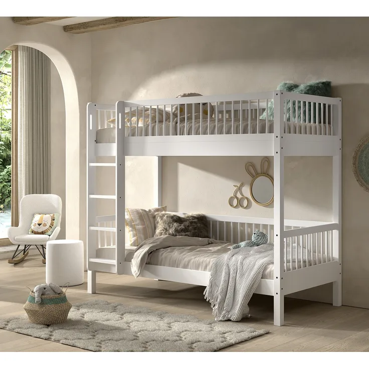 Etagenbett FORREST 90 x 200 cm Buche Weiß
