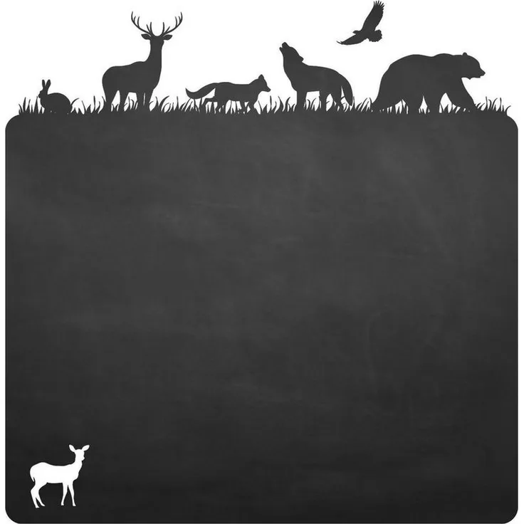 nikima Wandtattoo Waldtiere (Folie), selbstklebende Tafelfolie/ Kreidefolie inkl. 3 Stück Kreide