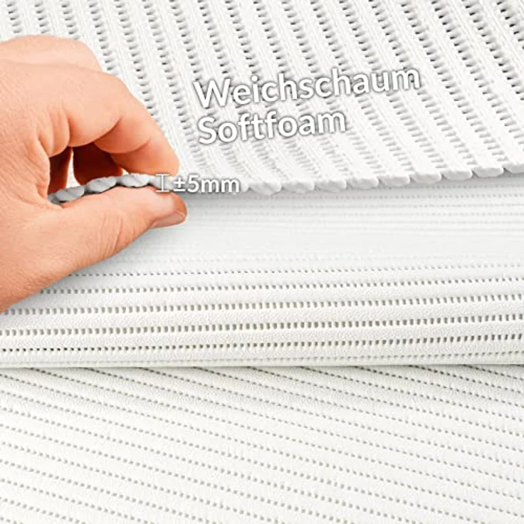 ANRO Badematte Weichschaummatte, rutschfest, wasserabweisend, Uni Weiß, 260x65cm – Bild 3
