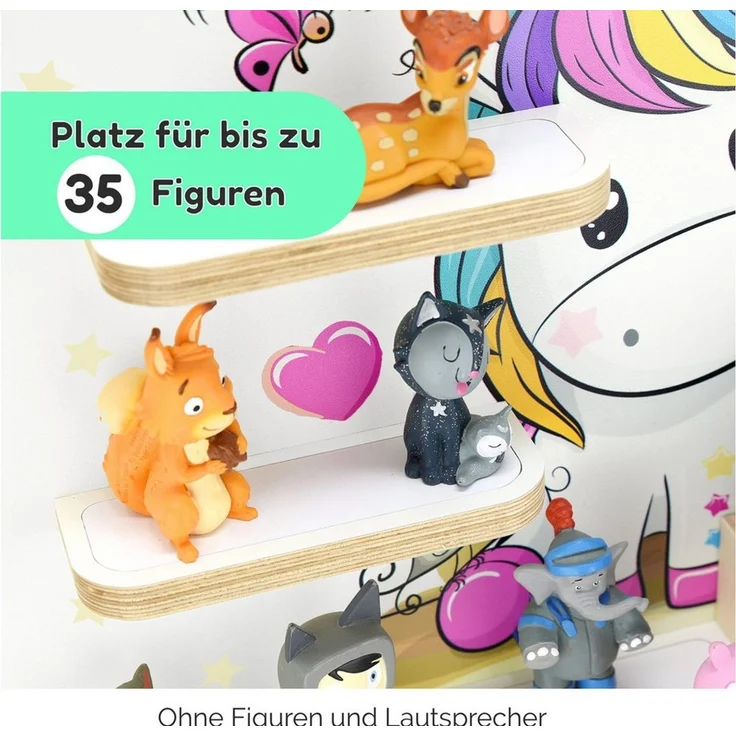 stadtecken Holzregal für Musikbox I passend für die Toniebox und ca. 35 Tonies I Perfekte Aufbewahrung im Kinderzimmer I zum Aufstellen oder Aufhängen (Pony, mittel) – Bild 3