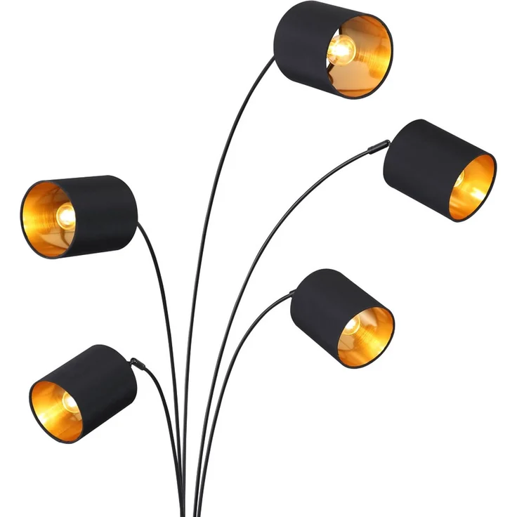 RGB LED Stehlampe, schwarz-gold, Textilschirme schwenkbar, H 204 cm – Bild 9