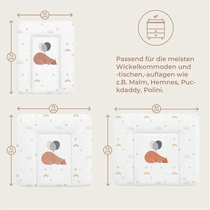 Ceba Baby® weiche Wickelauflage 50x70 cm - Baby Wickelunterlage - Wickeltischauflage für Junge und Mädchen - Wasserdicht, abwaschbar - OEKO-TEX® Standard 100 - Made in EU - Elefant im Ballon – Bild 2