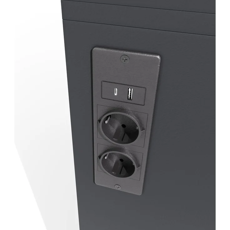 Küchen-Buffetschrank aus MDF mit Weinregal, LED-Beleuchtung & Ladeanschlüssen, 105x40x180 cm, Schwarz – Bild 10