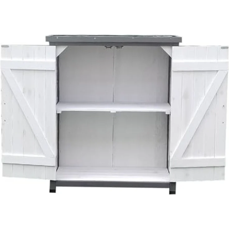 Gartenschrank, weiß/grau 75 cm × 40 cm × 90 cm – Bild 5