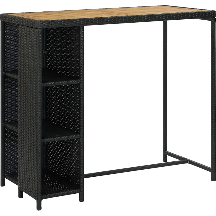 vidaXL 5-tlg. Gartenbar-Set mit Kissen Poly Rattan Schwarz 3064920