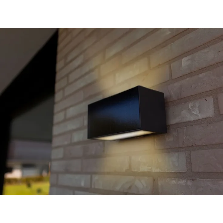 HYBRID LED Außenwandleuchte INKA, Solar & Strom 230V, Anthrazit 18cm breit