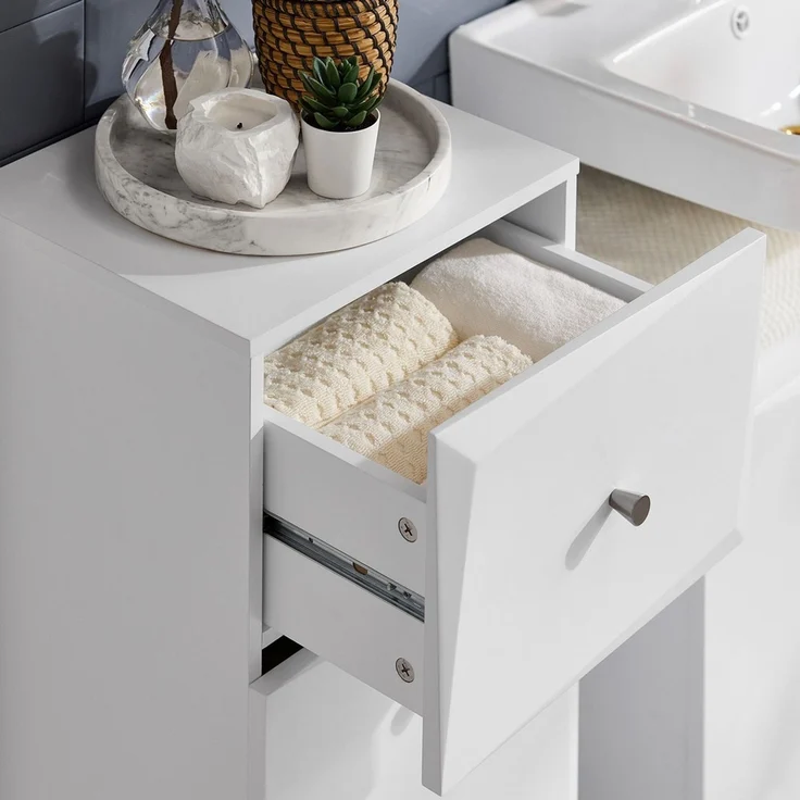 SoBuy BZR93-W Wäscheschrank, MDF, Lackiert, Weiß, 34 x 90 x 30 cm – Bild 8