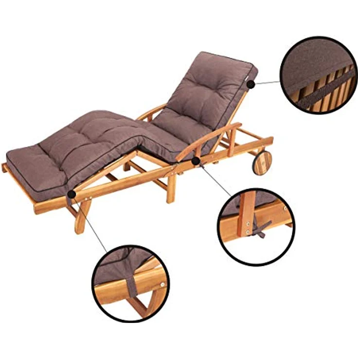 Bjird Liegenauflage Auflage für Gartenliege Hugo 201x55x8 cm, Auflagen für Deckchair, Polsterauflage für Sonnenliege - gesteppt – Bild 4