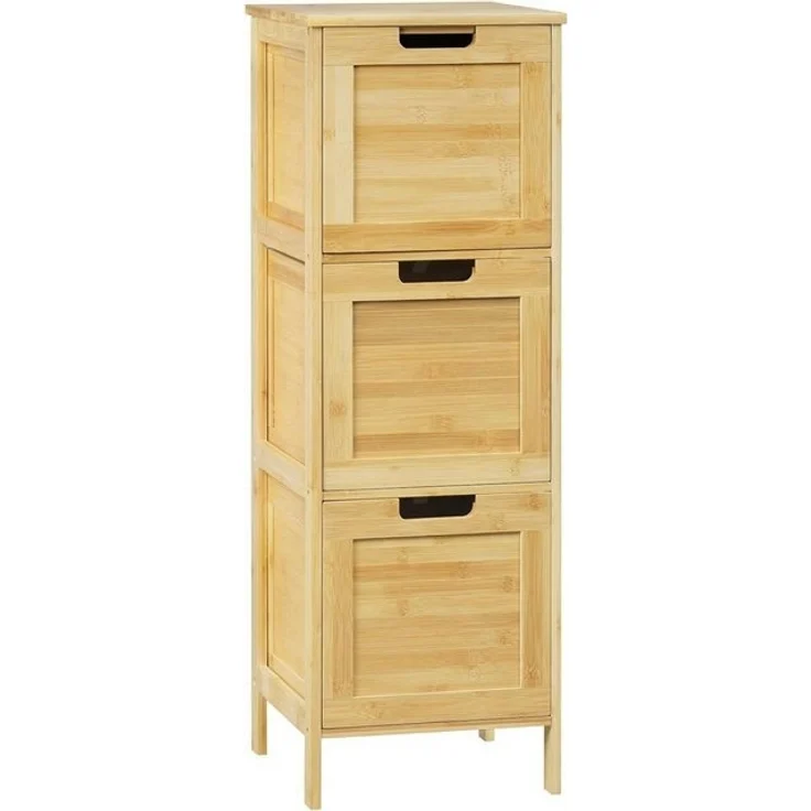 EUGAD Badkommode (1 St), Badezimmerschrank schmal, mit 3 Schubladen, aus Bambus – Bild 4