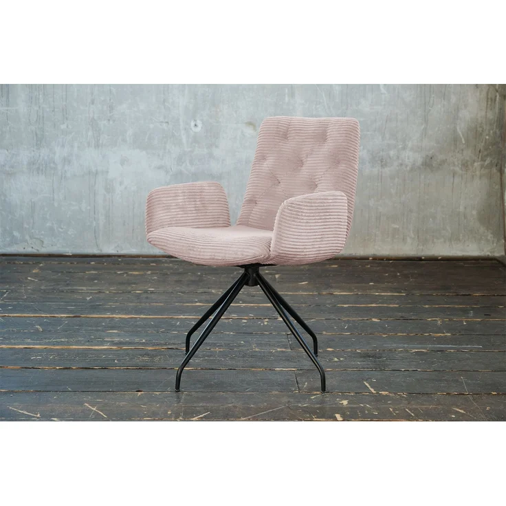 KAWOLA Stuhl NEW CHARME Drehstuhl Esszimmersessel Cord rosa 87 x 66 x 59 cm – Bild 2