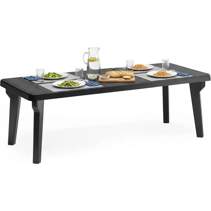 Dmora - Tisch im Freien Mercurio, rechteckiger Regal, ausziehbarer Garten- oder Bartisch, 100% Made in Italy, 160-220x90h74 cm, Anthrazit – Bild 3