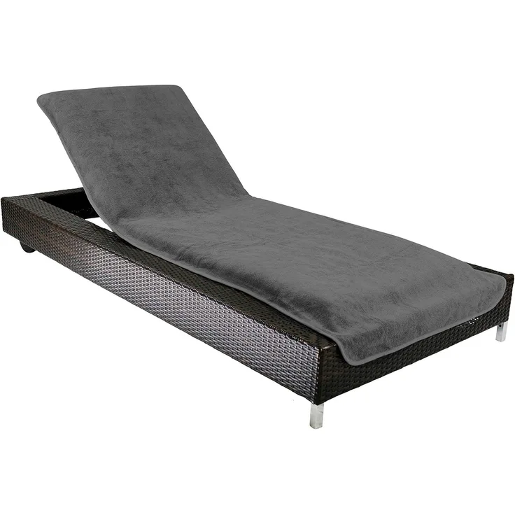 Brandsseller Schonbezug für Gartenliege, Strandliegenauflage, Frottee Schonbezug, 100% Baumwolle (ca. 75x200 cm, Anthrazit)