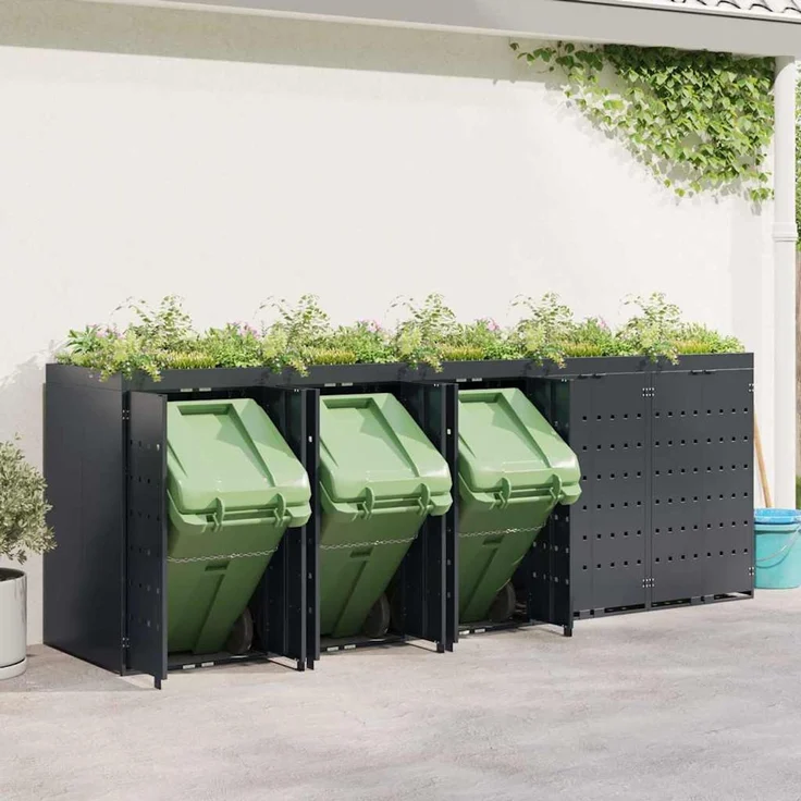vidaXL Wagenmüllbehälter für 5 Behälter Anthrazit 3394746 – Bild 3