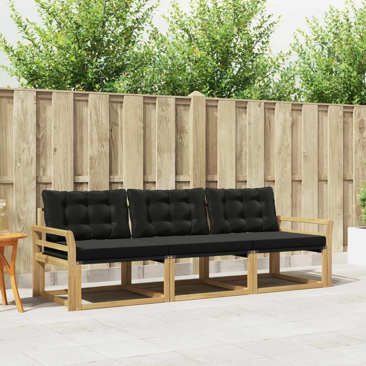 vidaXL Outdoor-Sofagarnitur 3 stk. Weiß und Schwarz 3388374 – Bild 1