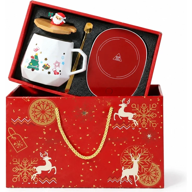 Weihnachtstasse Geschenkset mit Weihnachtsmann-Motiv Kaffeetasse Keramik Rot 28 x 16 x 23 cm – Bild 1