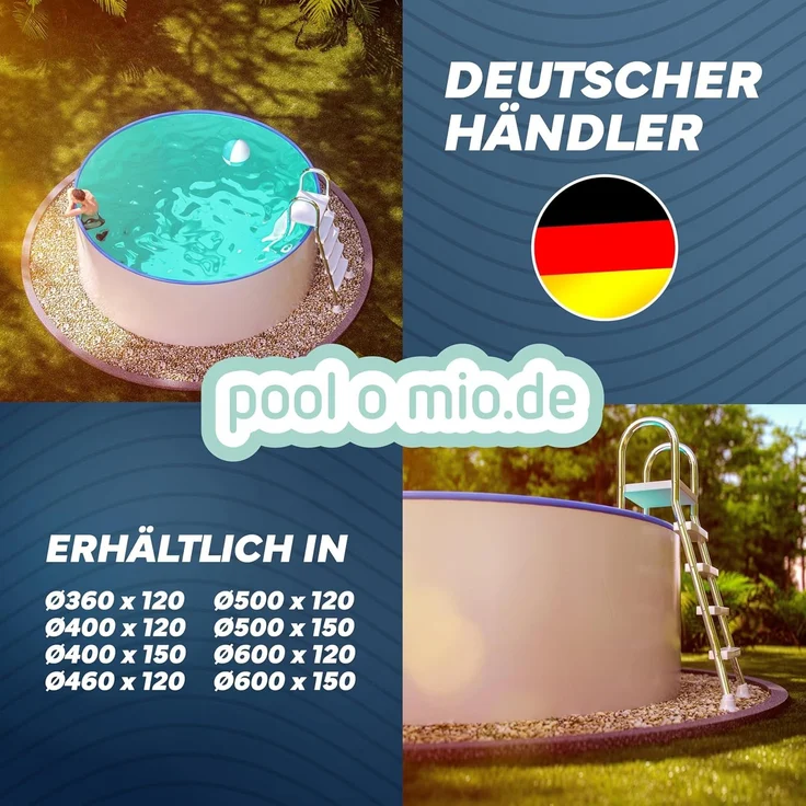 Stahlwandpool Rund Ibiza Ø 360 x 120 cm Blau – Bild 5
