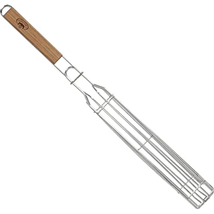 Toller Grill Gemüsehalter Edelstahl mit Holzgriff – für Feuer, Grill & Camping – Bild 3