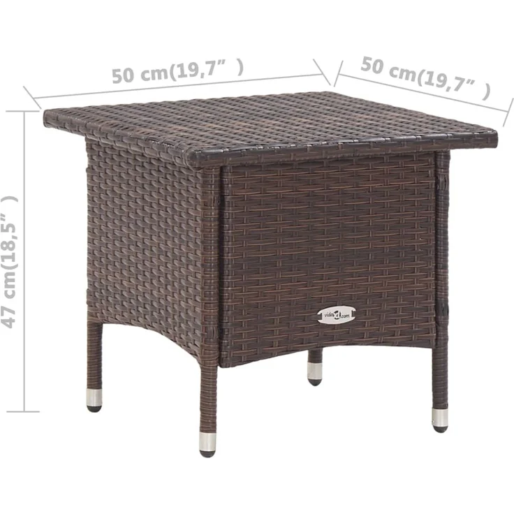 Gartentisch, Beistelltisch, Balkontisch Braun 50 x 50 x 47 cm Poly Rattan – Bild 5