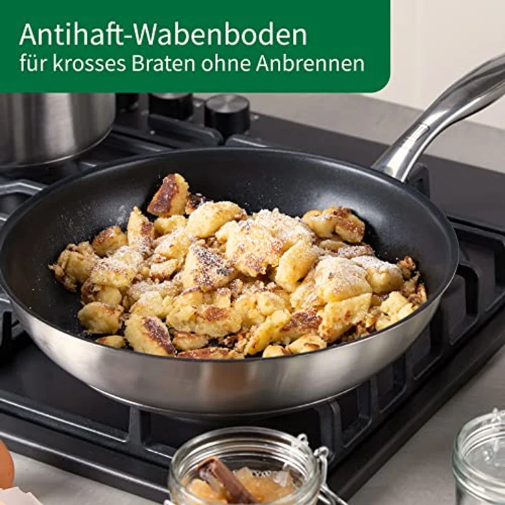 Chefkoch trifft Fackelmann Bratpfanne Ø24 cm München mit Antihaftbeschichtung und Wabenboden - aus Edelstahl – Bild 7